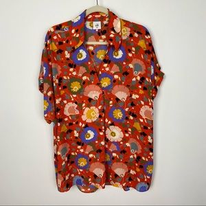 CAbi #5892 Replay Top Floral Boxy V Neck Short Sleeve Shirt Blouse Plus Size XXL